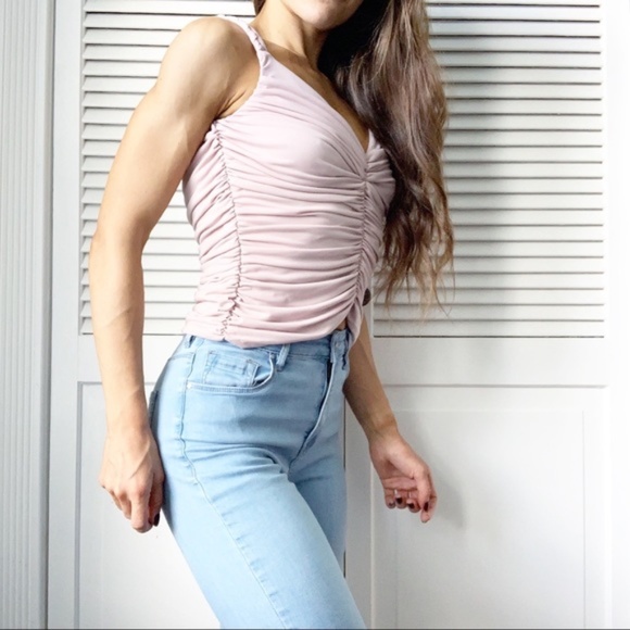 Sagie Paris Blush Ruched Camisole Cropped Blouse - Picture 3 of 8